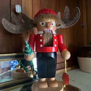Holiday Moose Nutcracker Figurine in Red and Black by Steinbach